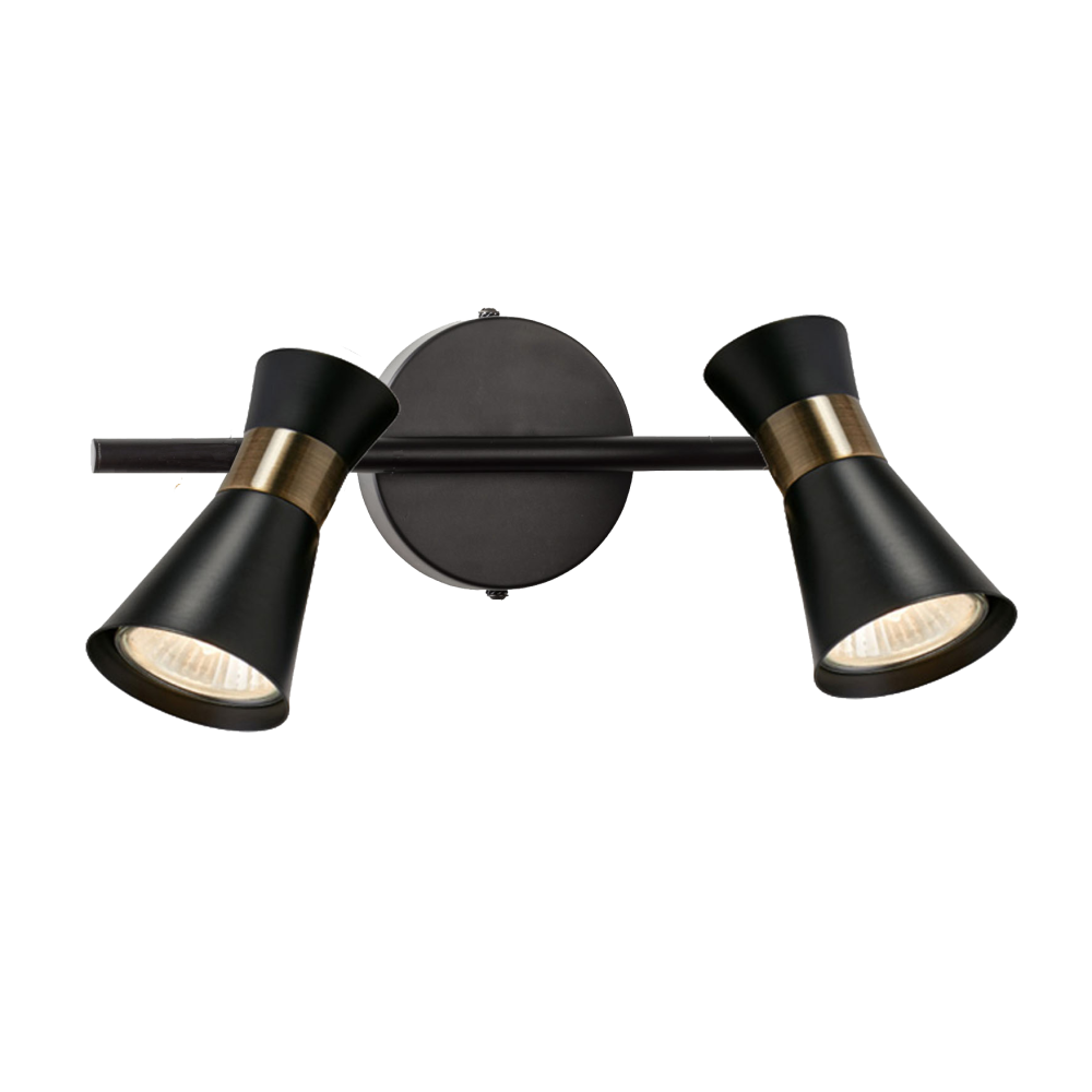 APLIQUE DOBLE 2XGU10 NEGRO/BRONCE